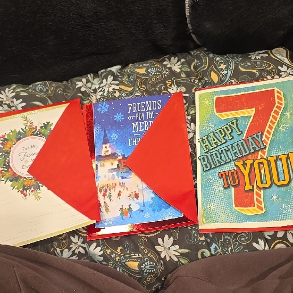 ❤️10/$13 New Colorful Greeting Card Set 2 Christmas 1 7th Birthday